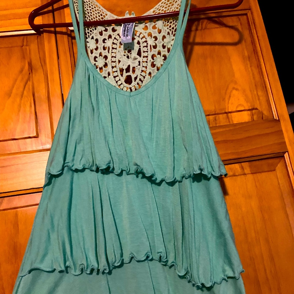 Ruffled teal tank